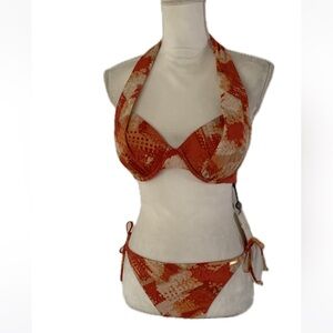 a.Che 2 pieces red/cream print bikini swimsuit set